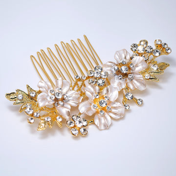 Gilded Petals And Silent Vows Bridal Hair Comb, Bridal Hair Piece, Bridal Hair Accessories, Wedding Hair Accessory.